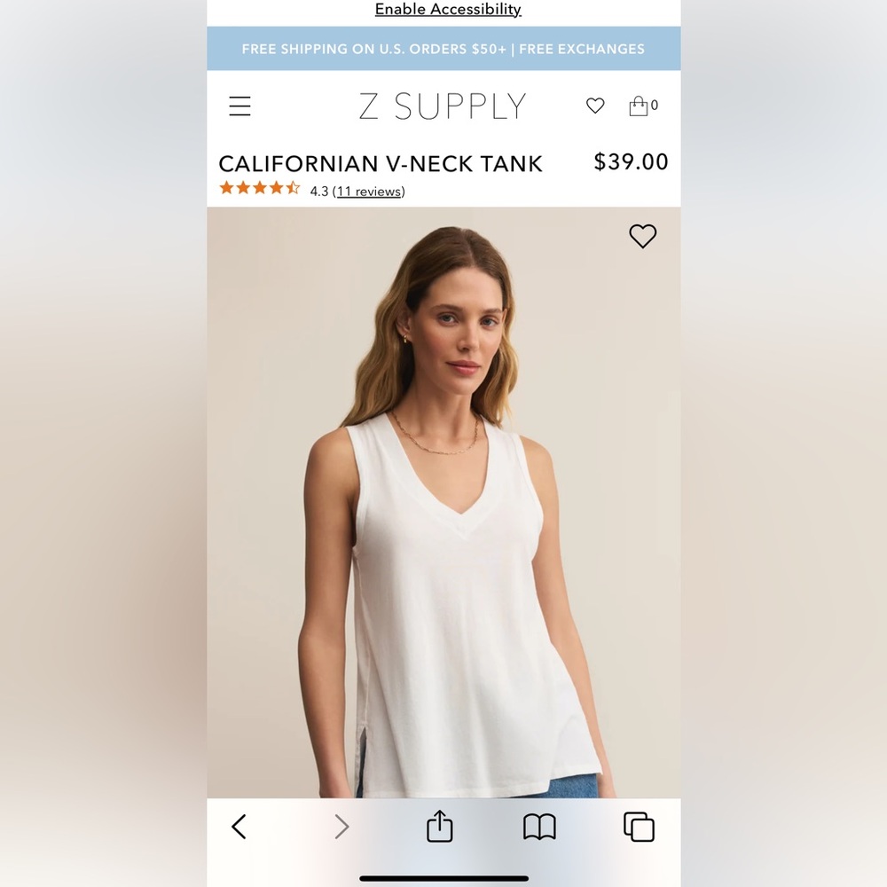Z Supply  V-Neck Sleeveless top